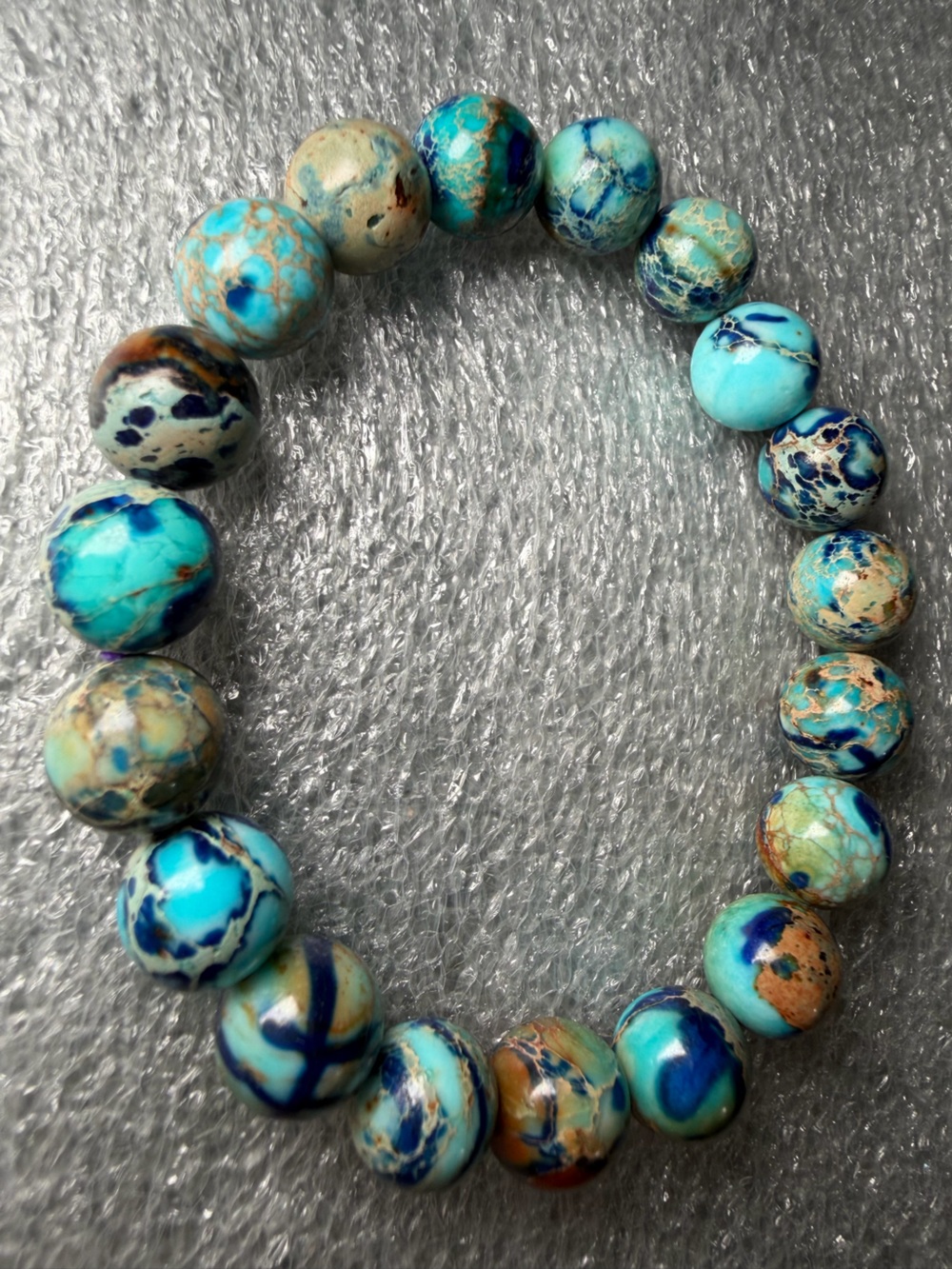 Gorgeous 10MM Imperial Sea Jasper (Enhanced Color) Natural Crystal Bracelet